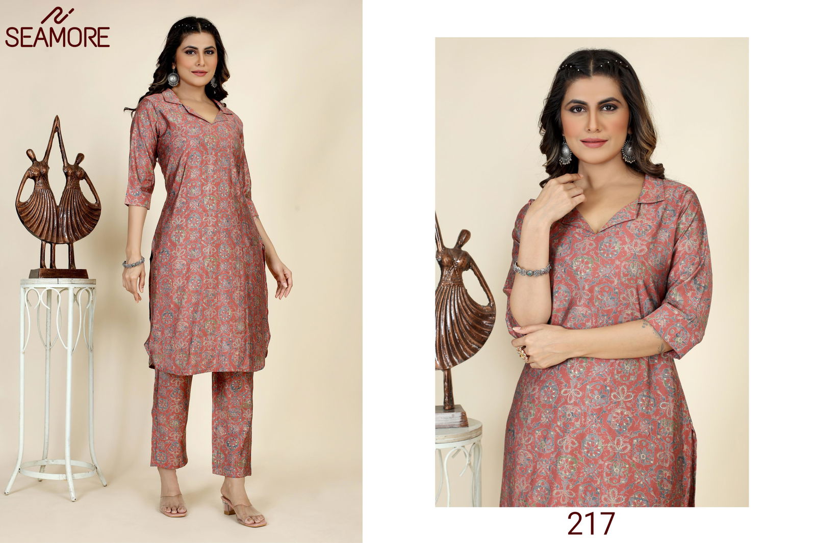 Ridhi Sidhi By Seamore Cord Set Printed Kurti With Bottom Wholesale Shop In Surat
